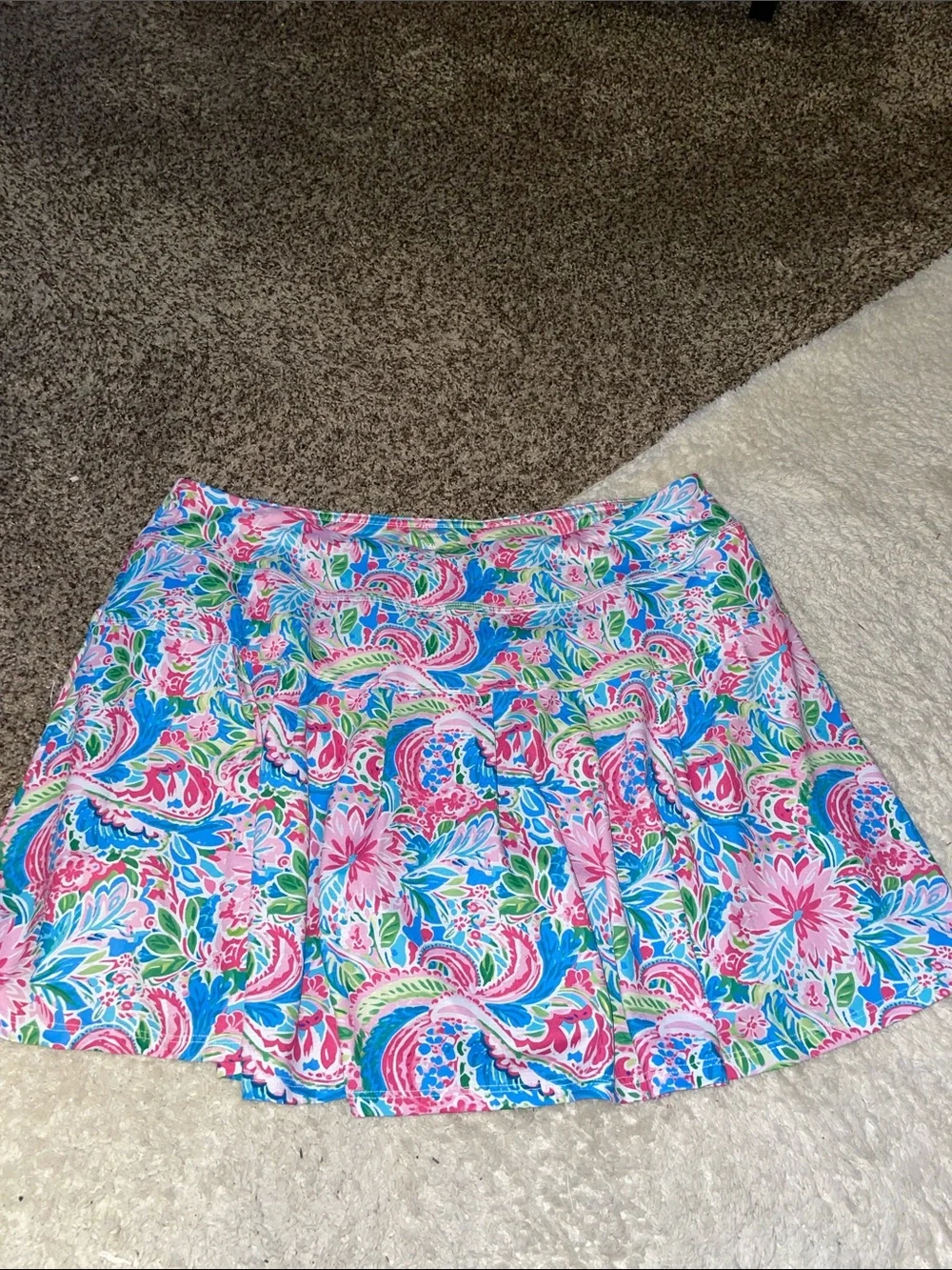 Floral Pink & Blue Tiered A-Line Skort! - Picture 1 of 4